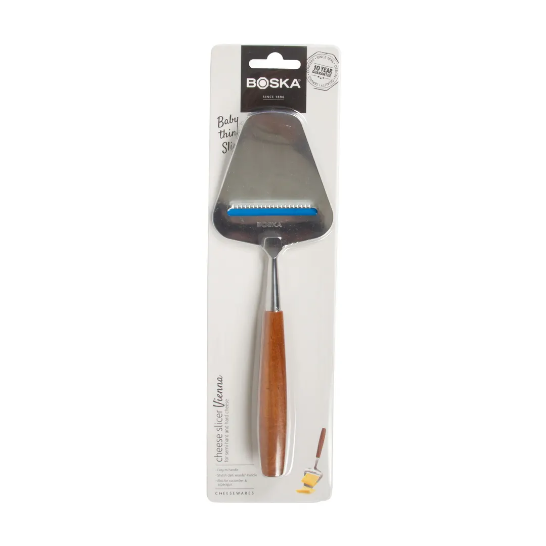 Boska 306820 Cheese Slicer, 7.91"W x 2.91"D x 0.39"H, Beech Wood Handle, Stainless Steel Blade