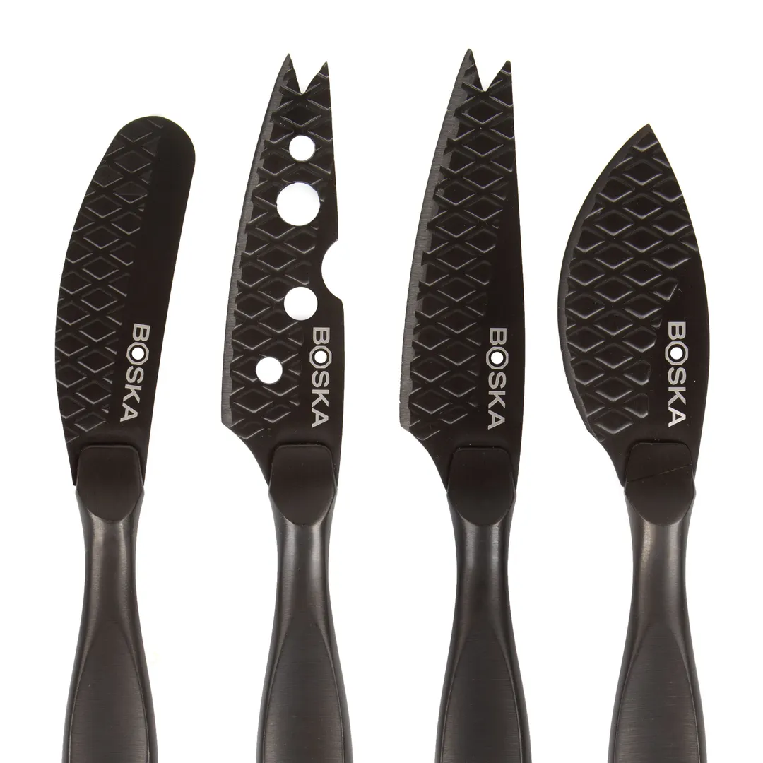 Boska 307088 Mini Monaco+ Cheese Knife Set, Black Stainless Steel, Precision Cutting Blade - 1/Set