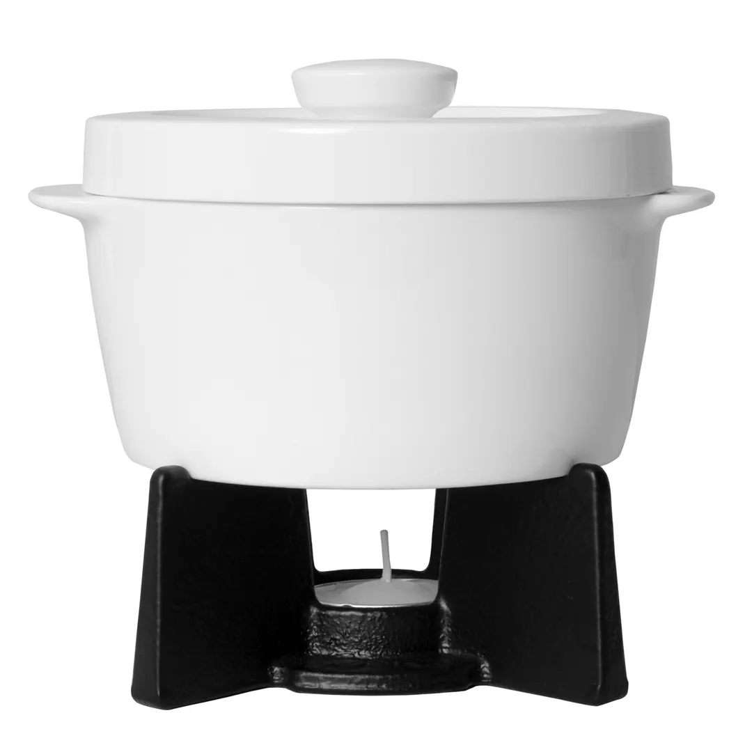 Boska 340033 Cheese Baker Fondue Pot, 5.12" Diameter x 5.51" Height, Round with Lid and Tea Light