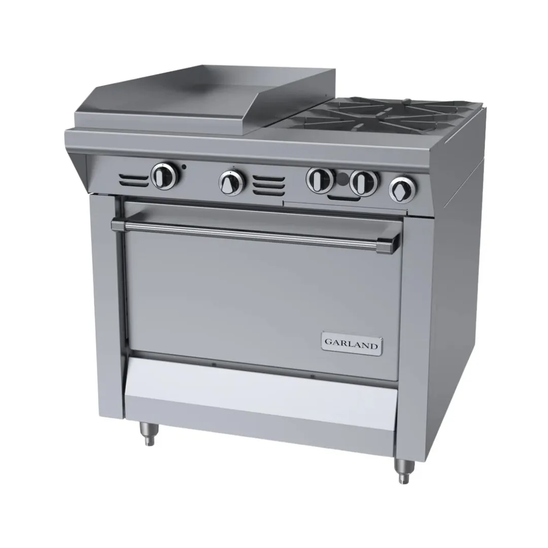 Garland US Range MST42R-E 34" Gas Heavy Duty Range w/ (2) Open Burners, 17" Griddle Left, (1) Standard Oven, 140.000 BTU