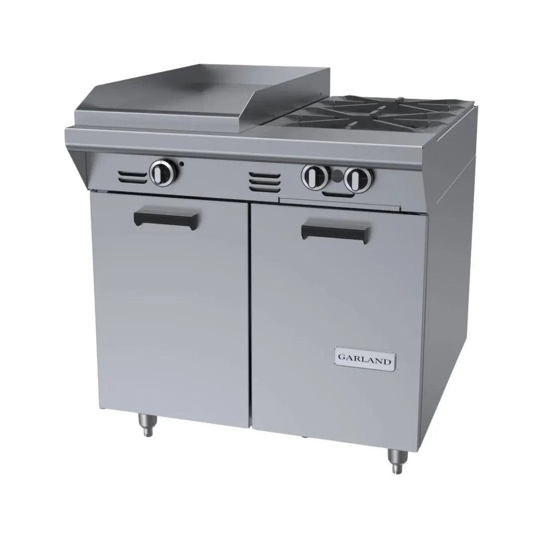 Garland US Range MST42S-E 34" Gas Heavy Duty Range w/ (2) Open Burner, 17" Griddle Left, Electric Ignition, Flame Fail, (1) Cabinet Base, 100.000 BTU