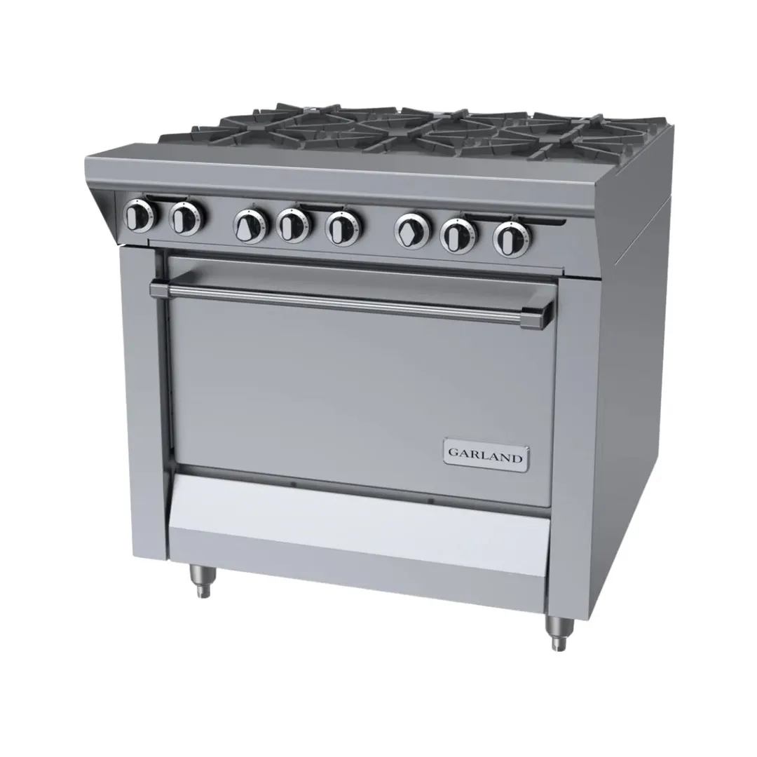 Garland US Range MST43R-E 34" Gas Heavy Duty Range w/ (6) Open Burners, Electric Ignition and Flame Fail, (1) Standard Oven, 184.000 BTU