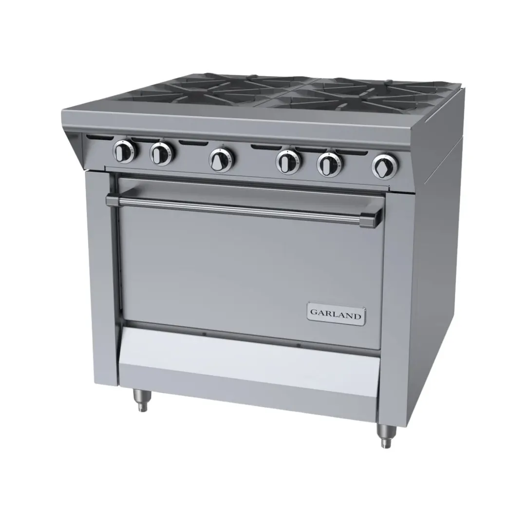 Garland US Range MST44R-E 34" Gas Heavy Duty Range w/ (4) Open Burners, Electric Ignition and Flame Fail, (1) Standard Oven, 180.000 BTU