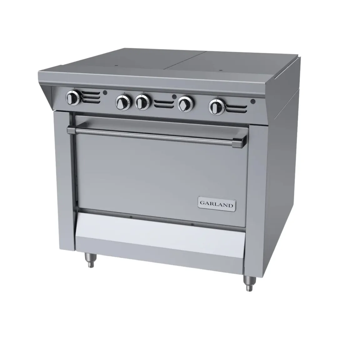 Garland US Range MST46R-E 34" Gas Heavy Duty Range w/ (2) Even Heat Hot Tops, Electric Ignition and Flame Fail, (1) Standard Oven, 130.000 BTU
