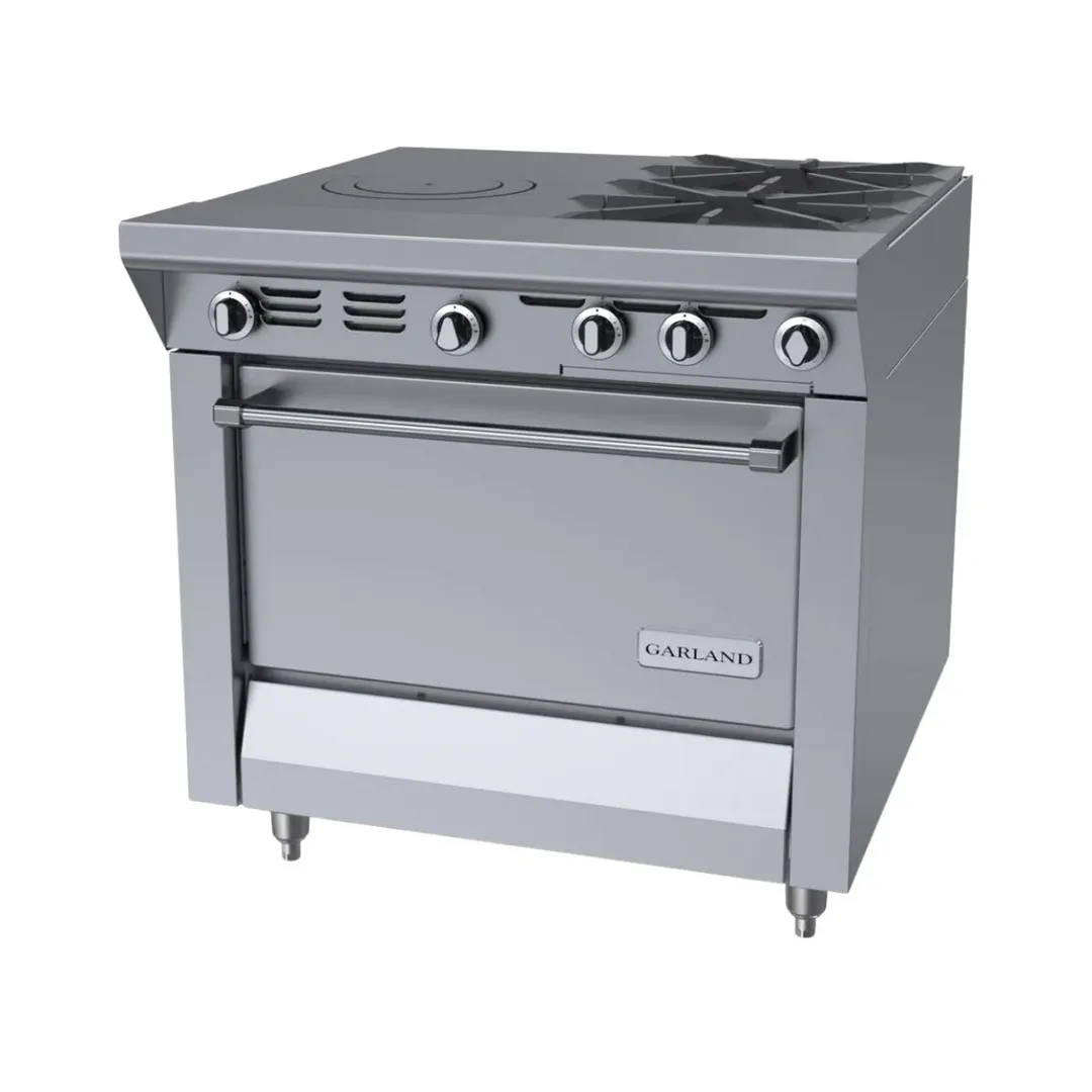 Garland US Range MST54R-E 34" Gas Heavy Duty Range w/ (2) Open Burners, (1) Front Fired Hot Top, (1) Standard Oven, 155.000 BTU