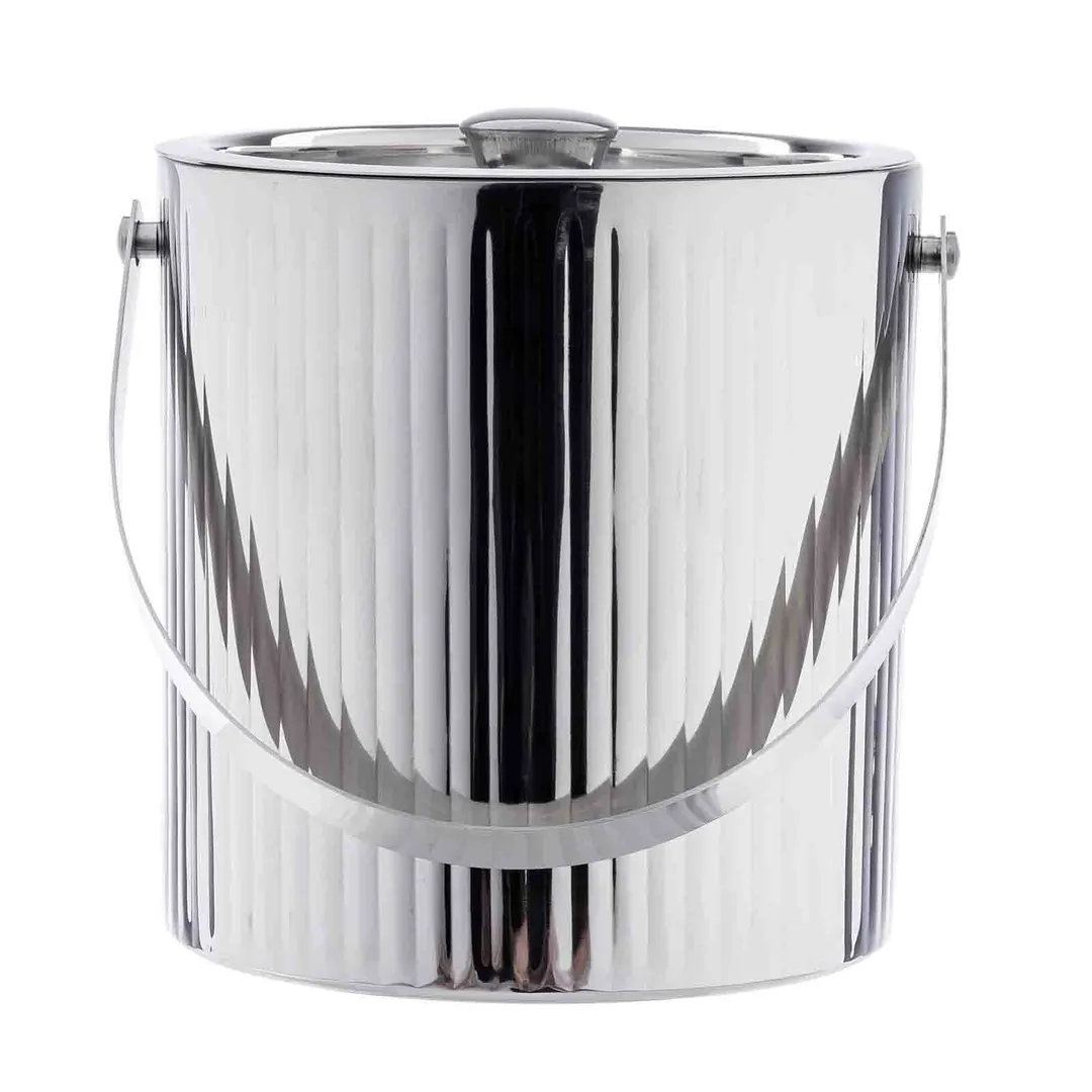 TableCraft Products 12972 Ripple Ice Bucket, 2.75 Qt (64‑124 Oz), 7.5" Cube, Steel, Silver Finish