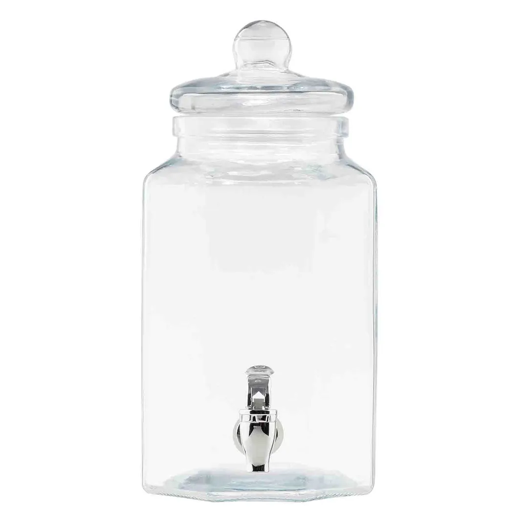 TableCraft Products 12998 Octagon Beverage Dispenser, 1 Gallon, 6" x 8" x 12.5", Clear Glass