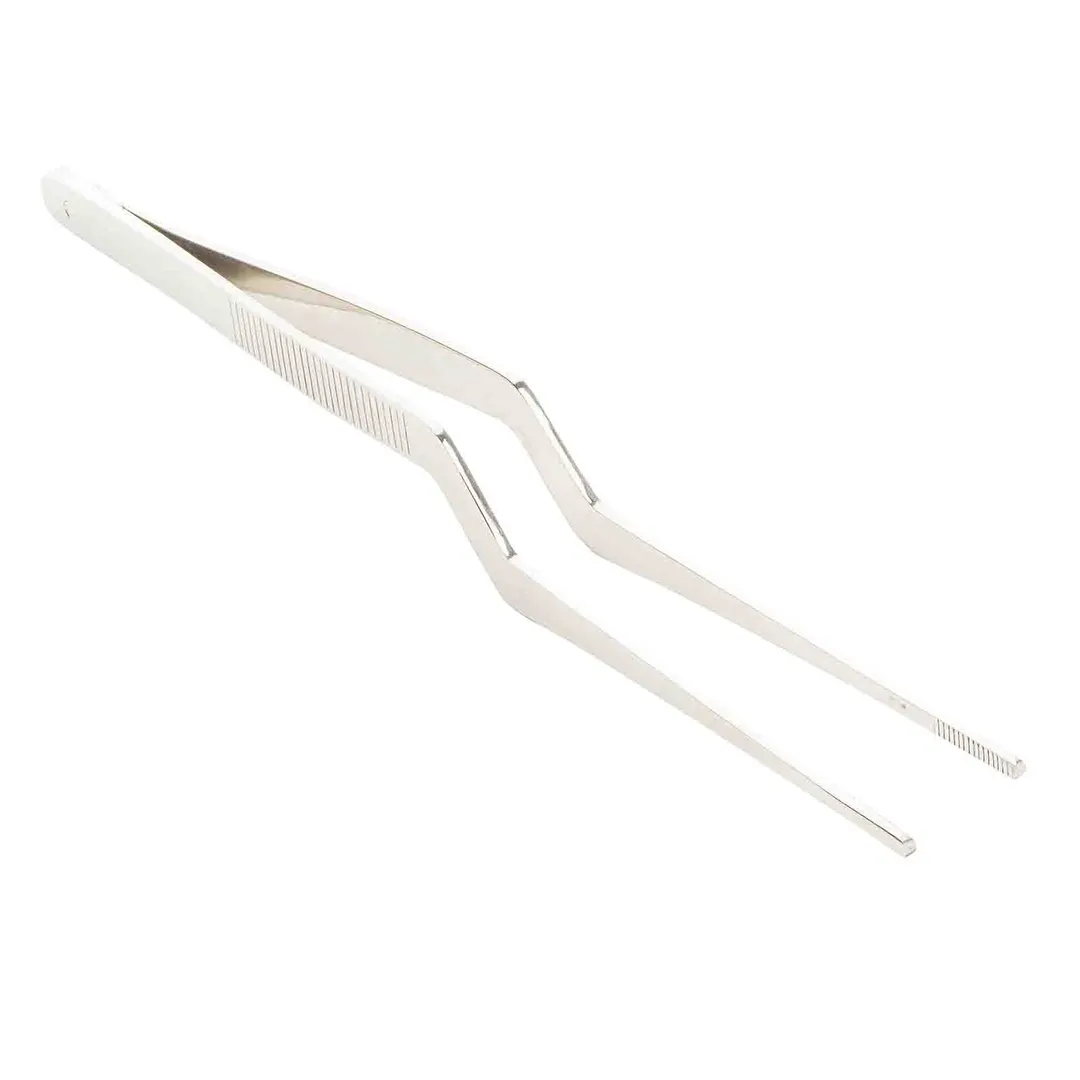 TableCraft Products 13004 - 8-9" Stainless Steel Step‑Shape Plating Serving Tongs, 1"x1"x8"