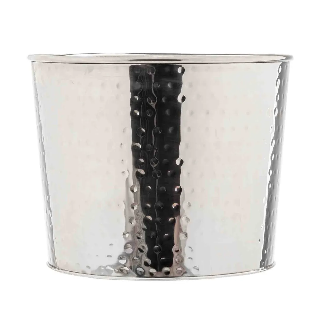 TableCraft Products 13016 Dispenser, 10" Dia. x 8" Mirror‑Hammered Stainless Steel, Silver Finish