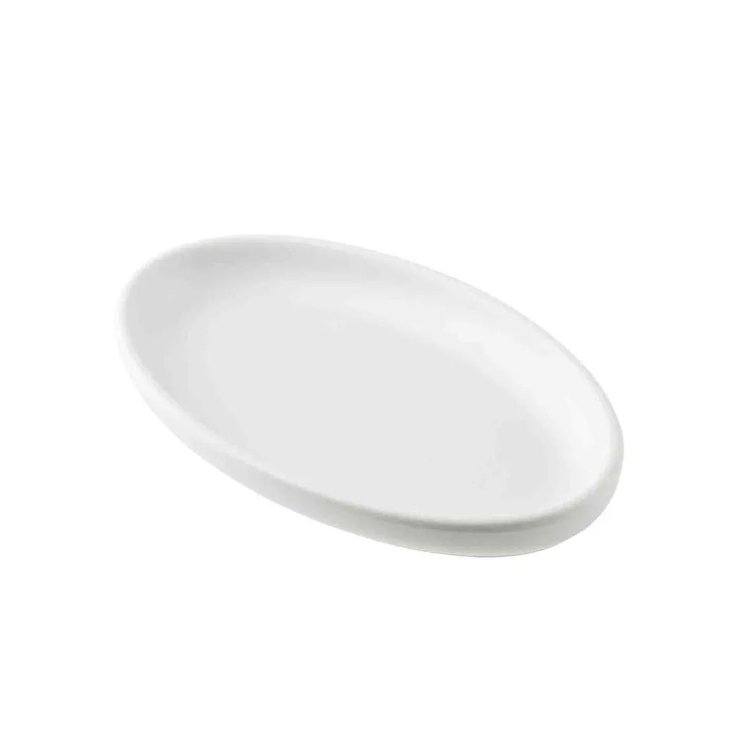 TableCraft Products 13115 - Terra Collection Serving Plate, 7" x 4" x 0.875", Oval Melamine White