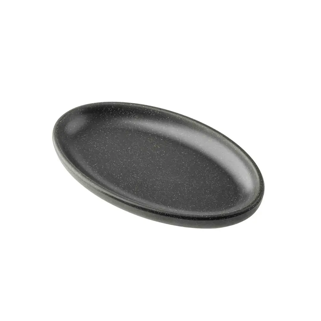 TableCraft Products 13118 - Terra Serving Plate, 7" x 4" x 0.875" Oval Speckled Melamine Gray