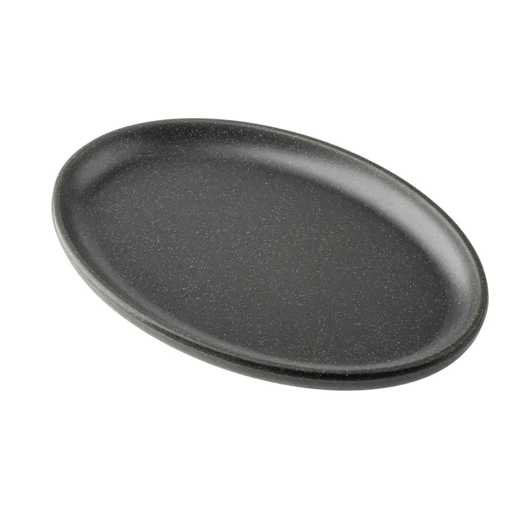 TableCraft Products 13119 Terra Collection Serving Plate, 9" x 6" x 0.875", Gray Speckled Melamine