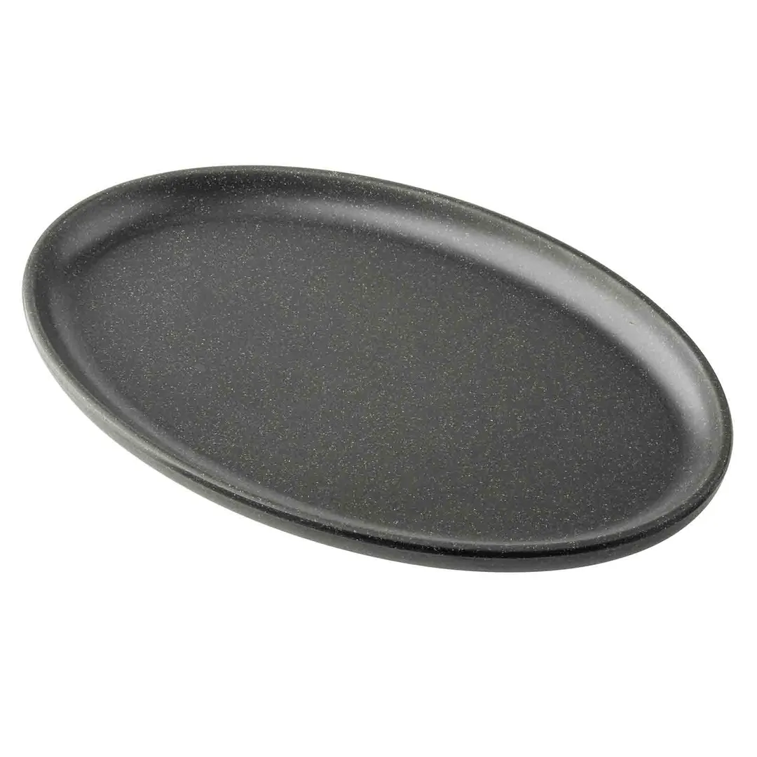 TableCraft Products 13120 Serving Plate, 11" x 7" x 0.875" Oval Gray Melamine Speckled Plate