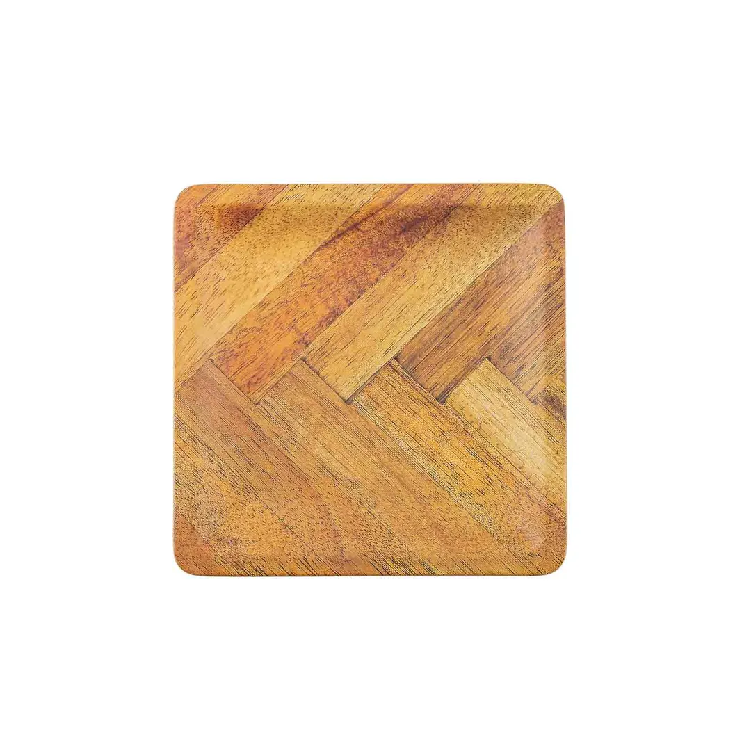 TableCraft Products 13154 Aeris Plate, 6" x 6" 0.5" Melamine Wood Pattern, Tone on Tone