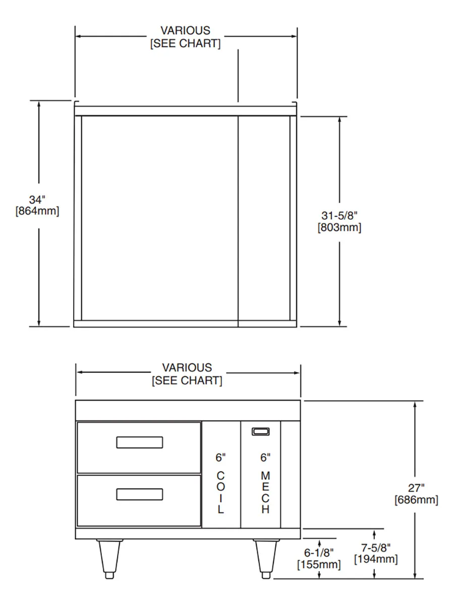 Garland US Range GN17FR46 46" 1-Section Arctic Fire Freezer Chef Base w/ 2 Drawers, Remote