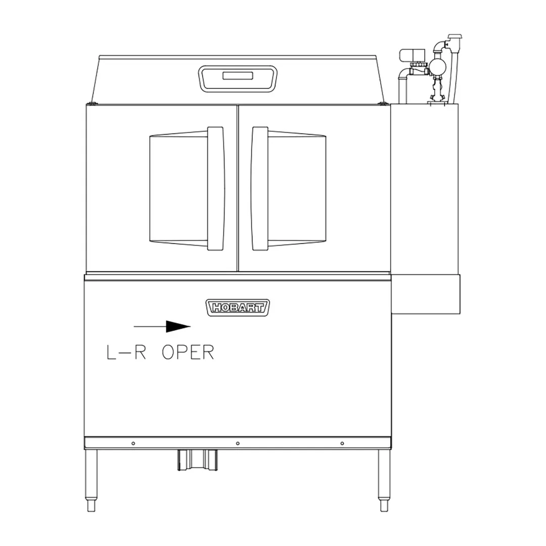 Hobart CL54-BAS+BUILDUP 54" Conveyor Dishwasher, 245 Racks/Hr - High/Low (convertible) Specify Tank