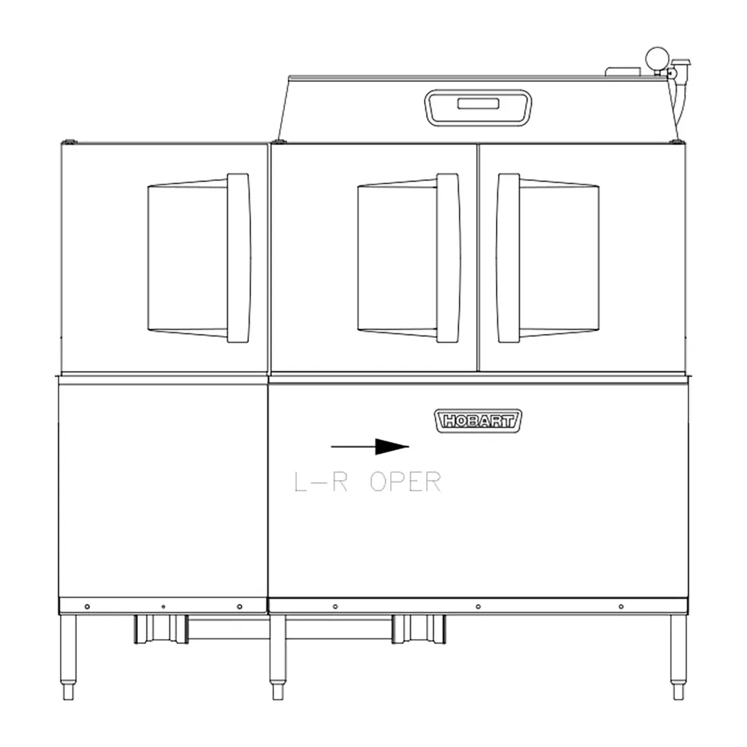 Hobart CL66-BAS+BUILDUP 66" Conveyor Dishwasher, 200 Rack/Hr - High/Low (convertible) Specify Tank