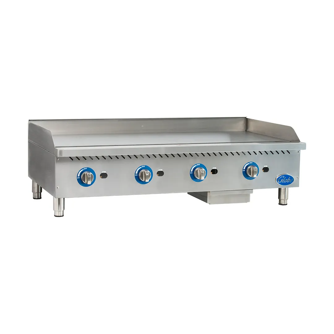 Globe GG48G 48" Countertop Gas Griddle, Manual Controls, 1" Steel Plate, 120.000 BTU