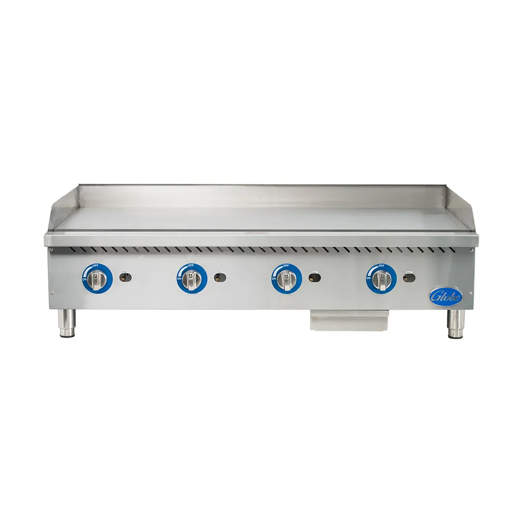 Globe GG48G 48" Countertop Gas Griddle, Manual Controls, 1" Steel Plate, 120.000 BTU