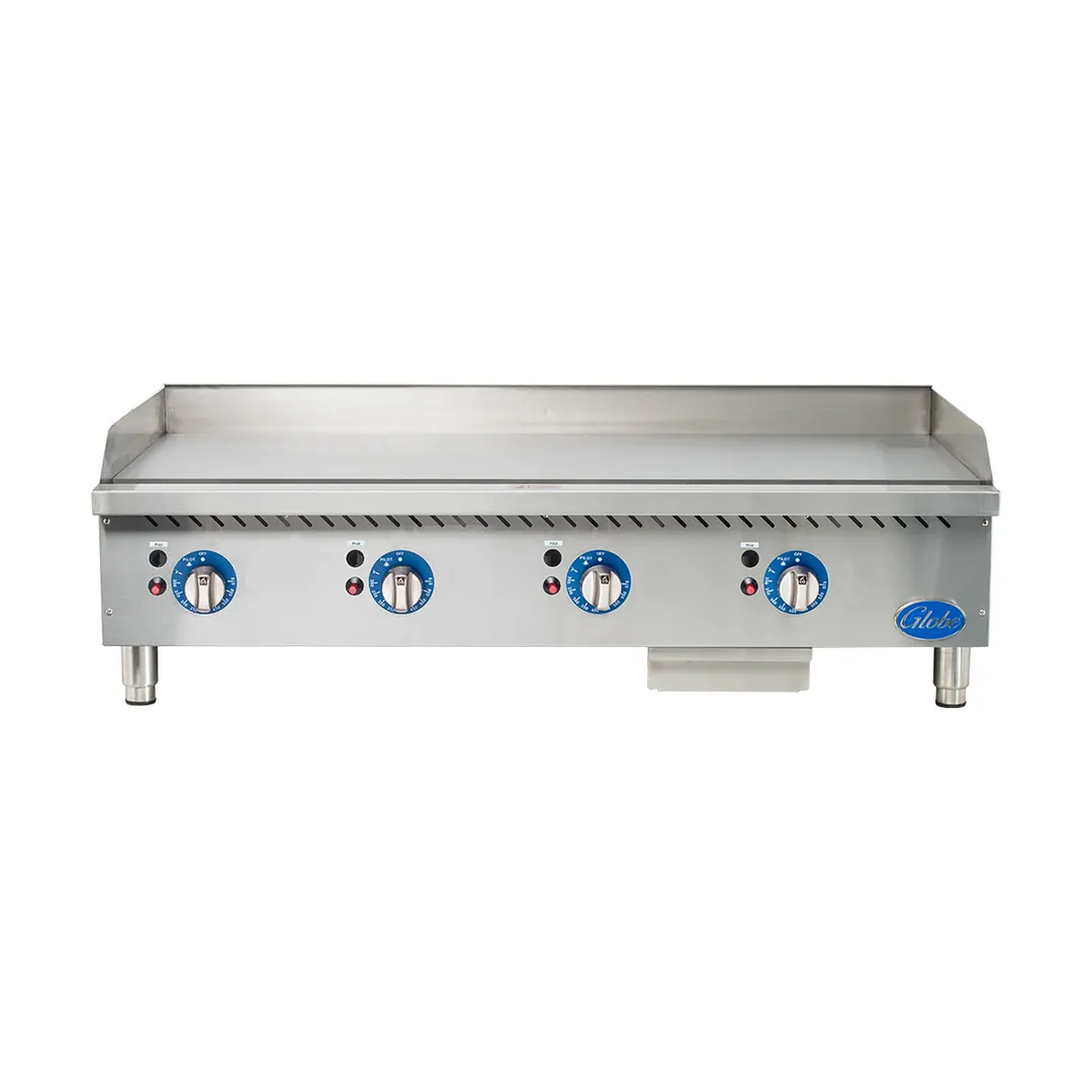 Globe GG48TG 48" Countertop Gas Griddle, Thermostatic Controls, 1" Steel Plate, 120.000 BTU