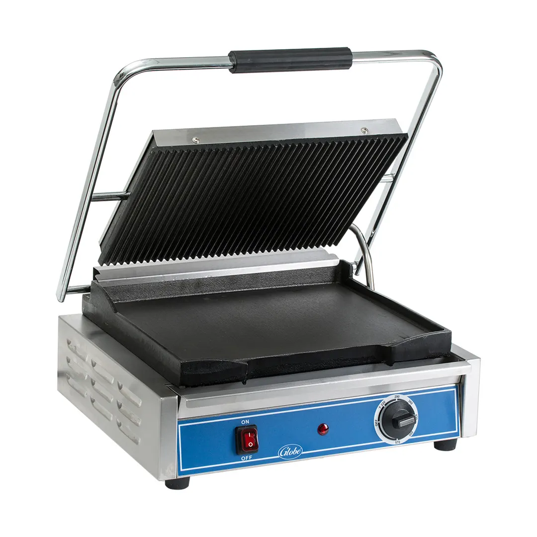 Globe GPGS1410 19" Sandwich Panini Grill w/ 14" x 10"  Grooved & Smooth Plates, 120V