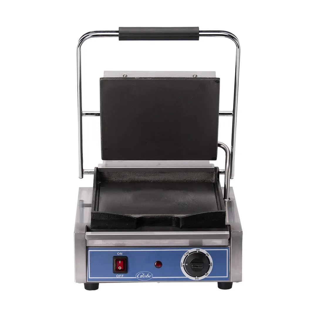 Globe GSG10 13" Bistro Single Sandwich Panini Grill w/ 10" x 10" Smooth Plates, 120V