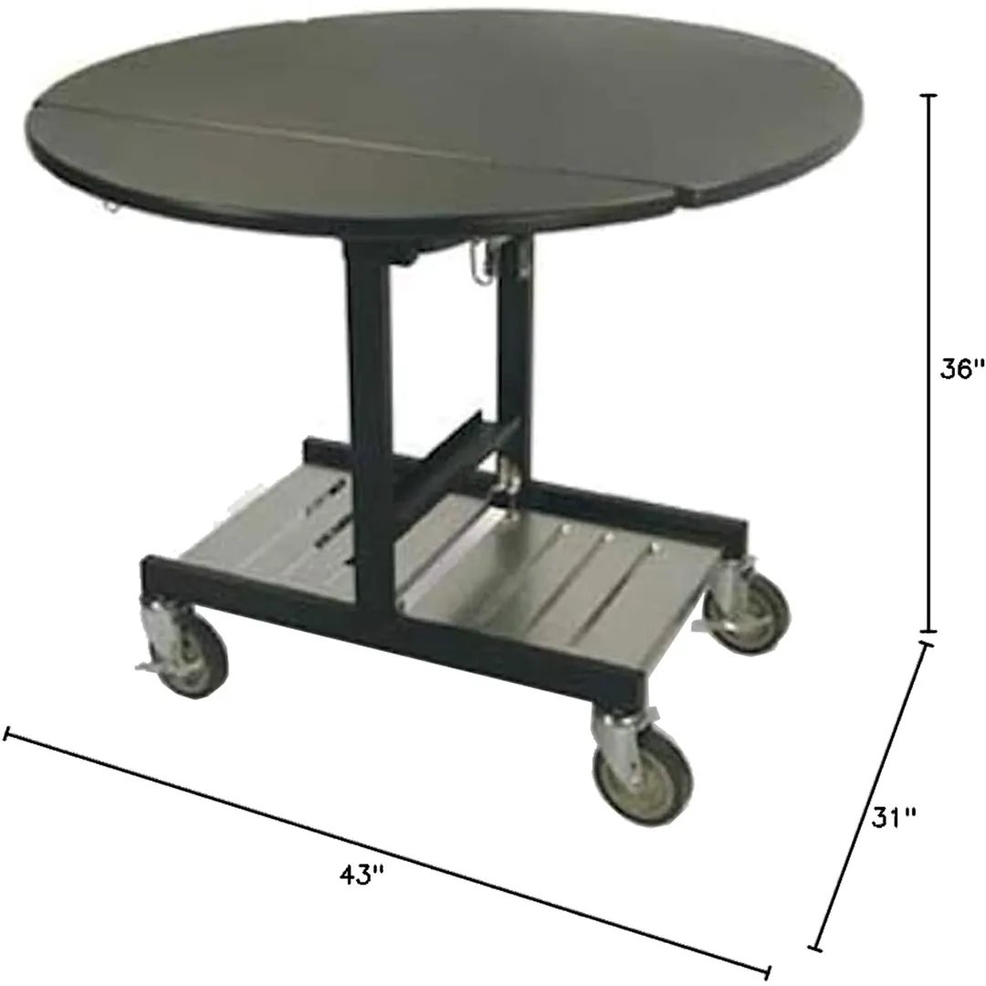 Lakeside 74405S Room Service Table, Oval, Tri-Fold, 43"W x 36"D x 31"H, 5" Casters (2 w/ Brakes)