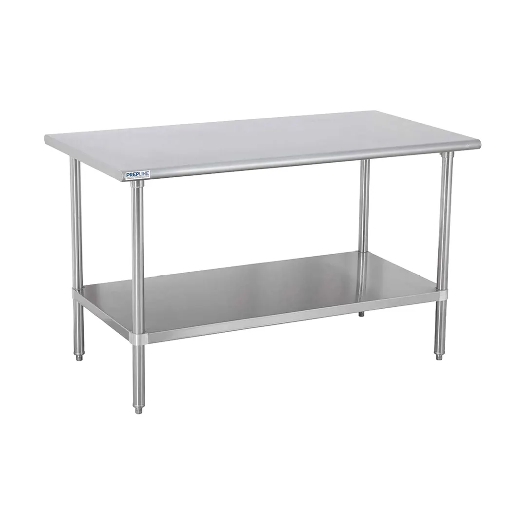 Prepline PWTG-3048 48" Open Base Work Table with Undershelf, Without Backsplash / 18 Gauge Top