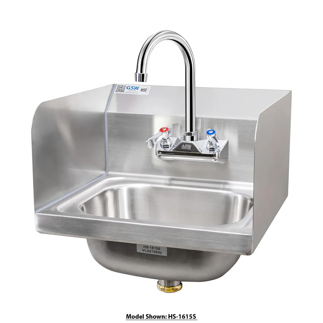 GSW USA HS-2017S 20" S.Steel 1 Compartment Hand Sink, 20-1/2"W x 17-1/2"D x 14-3/4"H