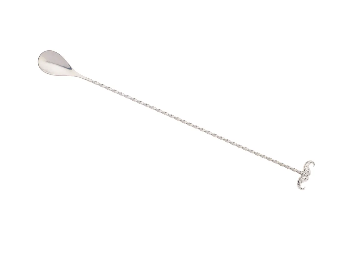 Mercer M37012MUS Mustache Bar Spoon, 13-1/4" Twisted Stem, One‑Piece 18/8 Stainless Steel