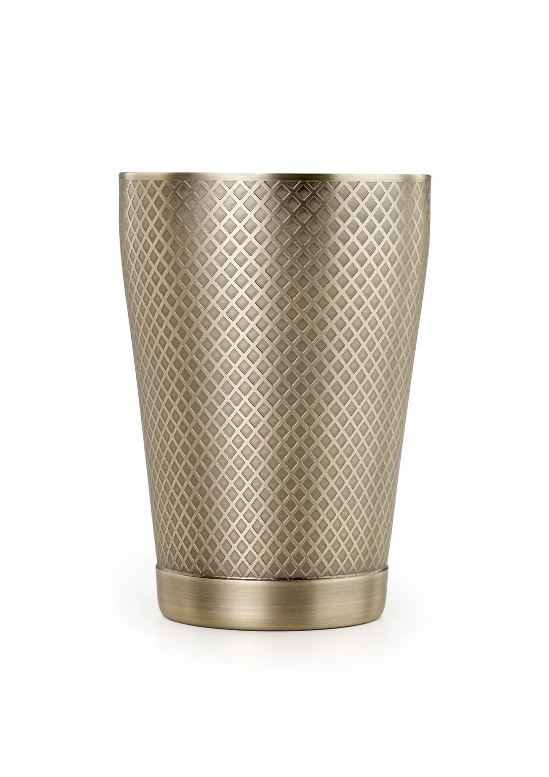 Mercer M37198ANG Barfly Lattice Shaker, 18 oz, 3‑1/2" Dia x 5" H, Antique Gold, 18/8 Steel, 2‑Piece