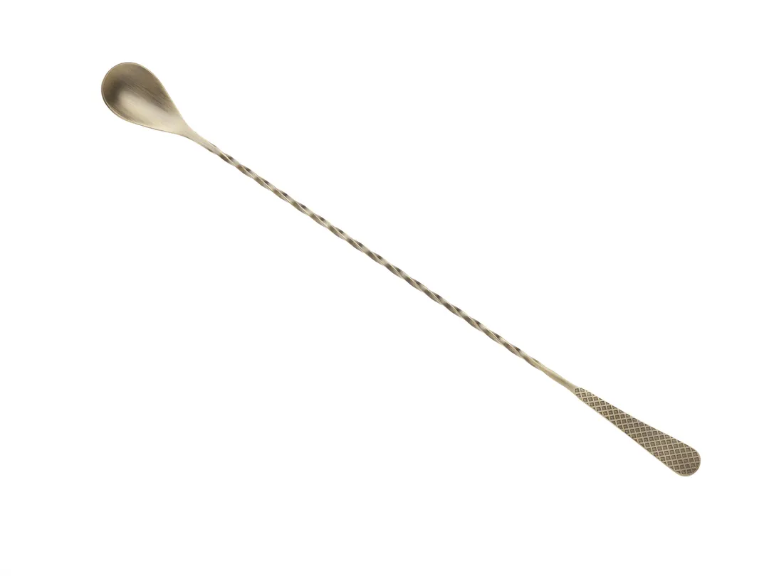 Mercer M37204ANG Barfly Lattice Bar Spoon, 13-3/16" (33.5 cm) 18/8 Stainless Steel Core, Gold Finish