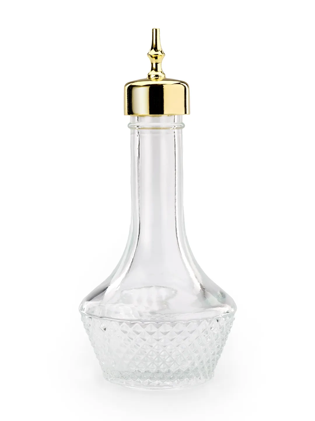 Mercer M37334GD Bitters Bottle, 1.7 oz (50 ml), 2‑1/4" Dia x 4‑7/8" H, Gold Plated Dasher, Clear Glass