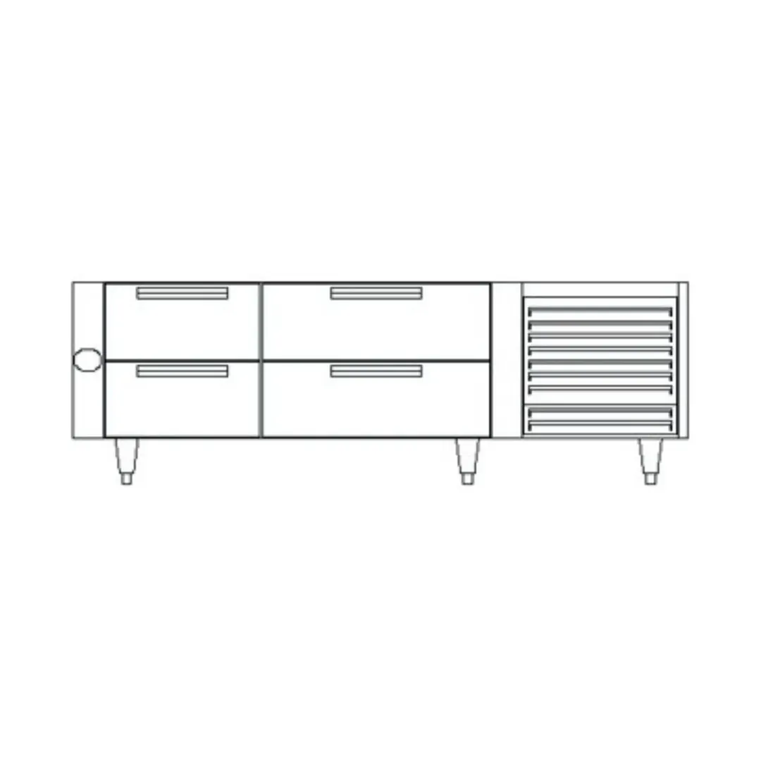 Garland US Range UN17FC90 90" 2-Section Polar Cuisine Freezer Chef Base w/ 4 Drawers