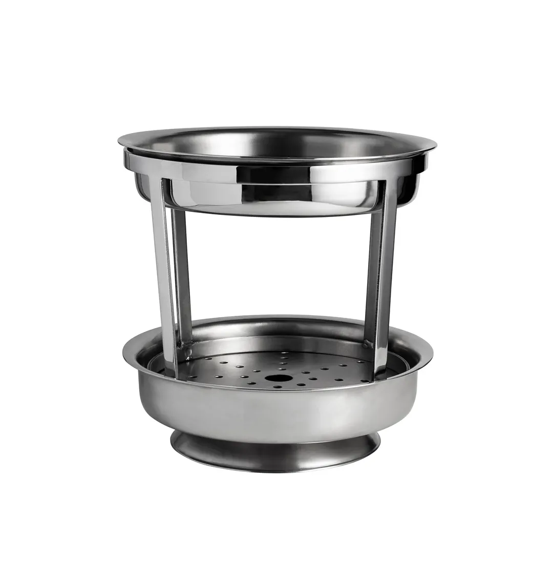 Steelite 5850JX001 2‑Tier Seafood Tower, Removable, 8.875" Stainless Steel Round - 1/Case