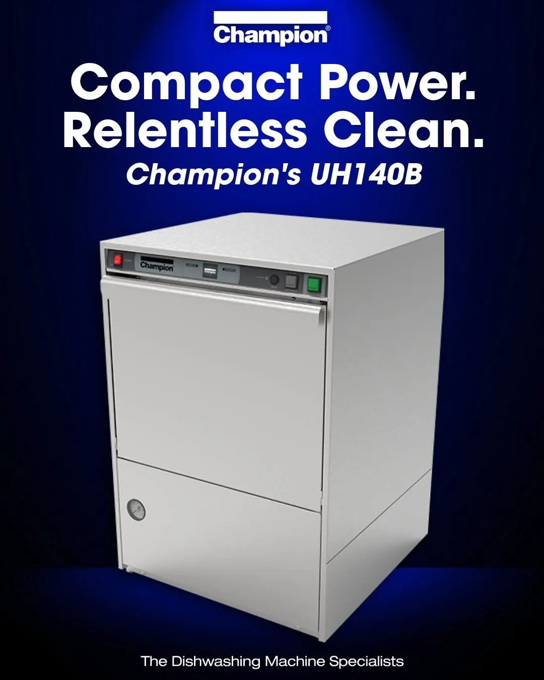 Champion UH 140B 24" Undercounter Dishwasher,27 Racks/Hr-20 Gal/Hr-High Temp w/ Booster