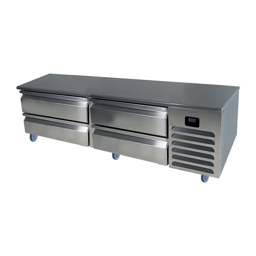 QualServ UCFB572-SS61A 72" 4 Drawers Freezer Chef Base, Stainless Steel, 115v