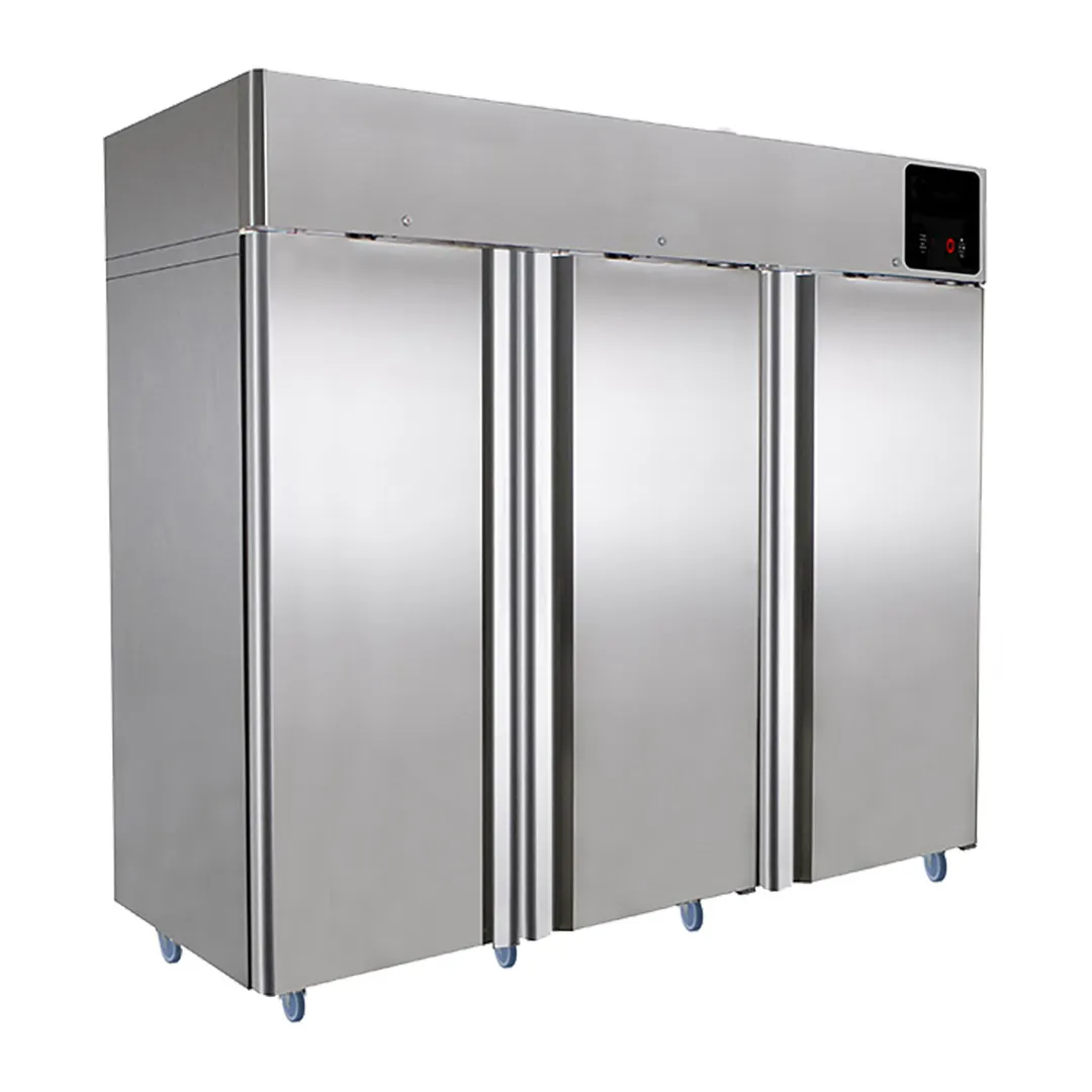 QualServ UCFZ585-SS71A 85" Three Section Reach In Freezer w/ 3 Solid Doors, Top Mount, 72 cu. ft.