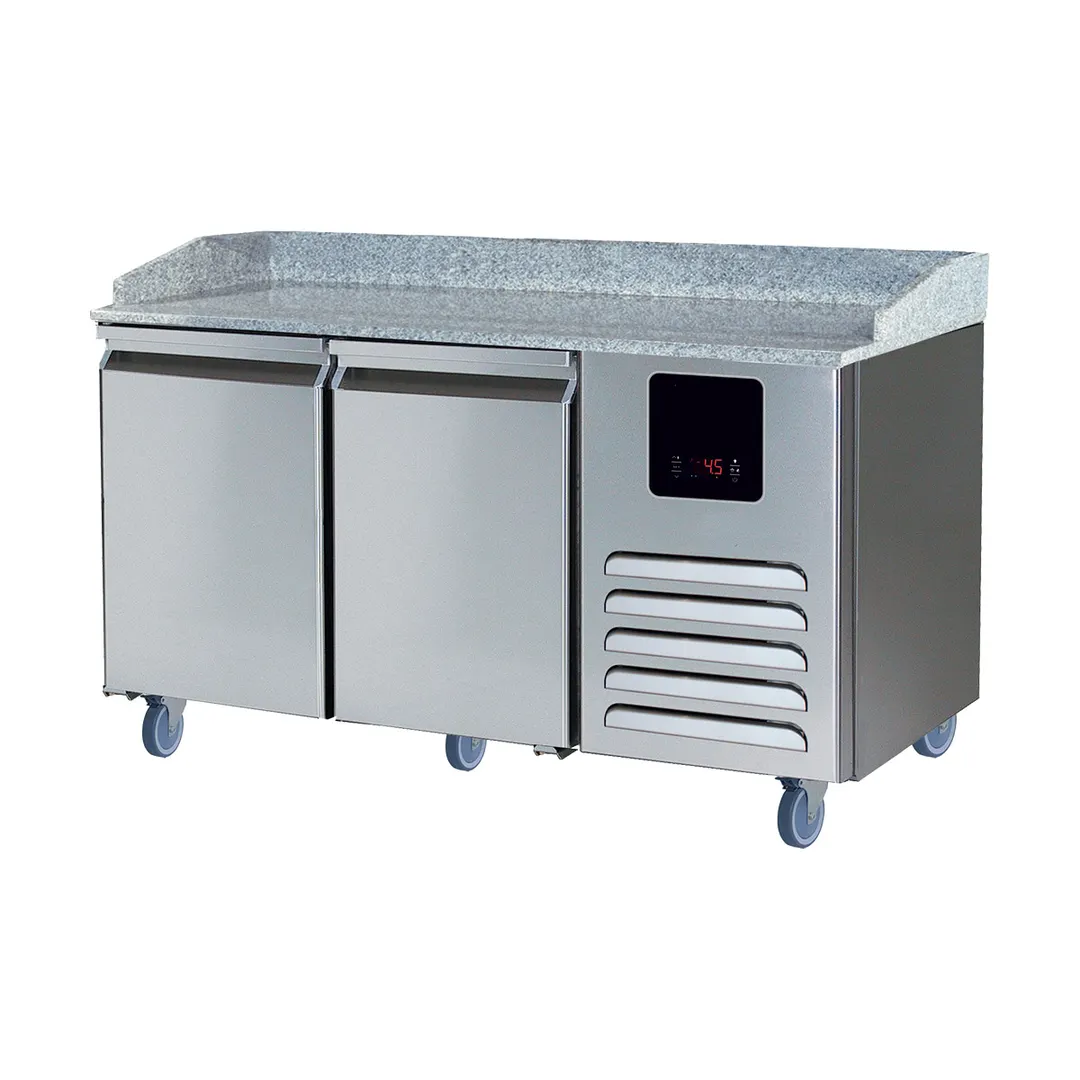 QualServ UCPP466-SS61A 65" 2-Section Refrigerated Pizza Prep Table w/ 2 Doors, 14 cu. ft.