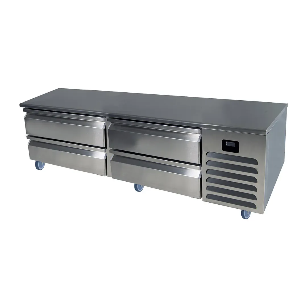 QualServ UCRB572-SS61A 72" 4 Drawers Refrigerated Chef Base, Stainless Steel, 115v