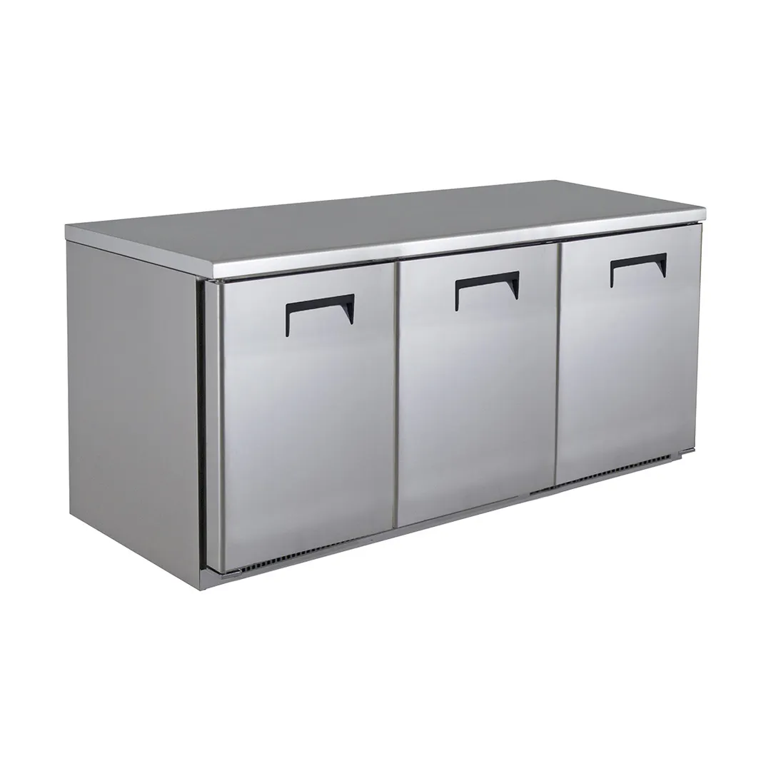 QualServ UCRE372-SS61A 72" 3-Door Undercounter Refrigerator, Stainless Steel, Front Breathing, 19.86 cu ft