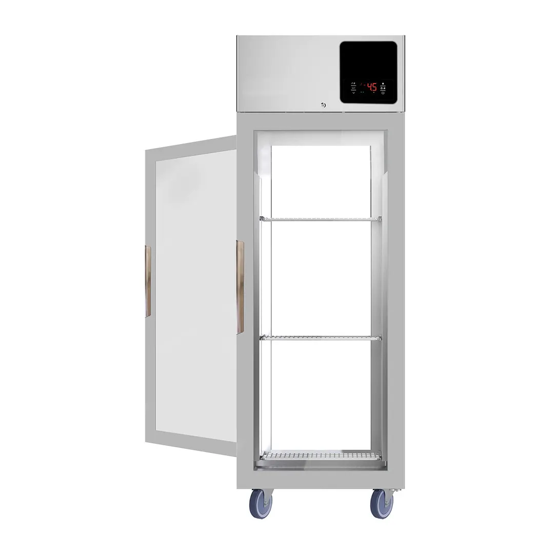 QualServ UCRP125-GG31A 31" 2-Glass Door Pass-Thru Refrigerator, 25 cu. ft., Top Mounted