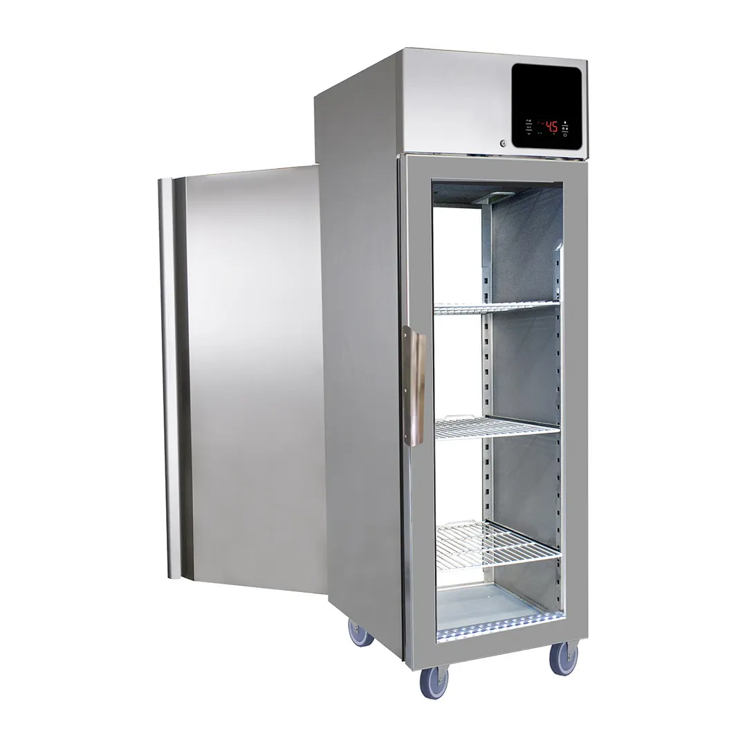 QualServ UCRP125-SS31A 31" 2-Solid Door Pass-Thru Refrigerator, 25 cu. ft., Top Mounted