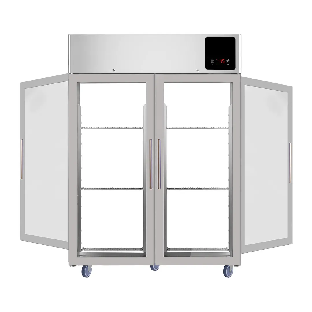 QualServ UCRP149-GG71A 49" 4-Glass Door Pass-Thru Refrigerator, 49 cu. ft., Top Mounted