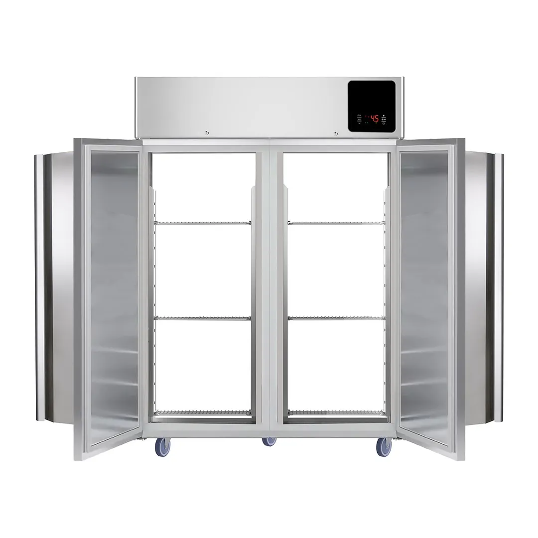 QualServ UCRP149-SS71A 49" 4-Solid Door Pass Thru Refrigerator, 49 cu. ft., Top Mounted