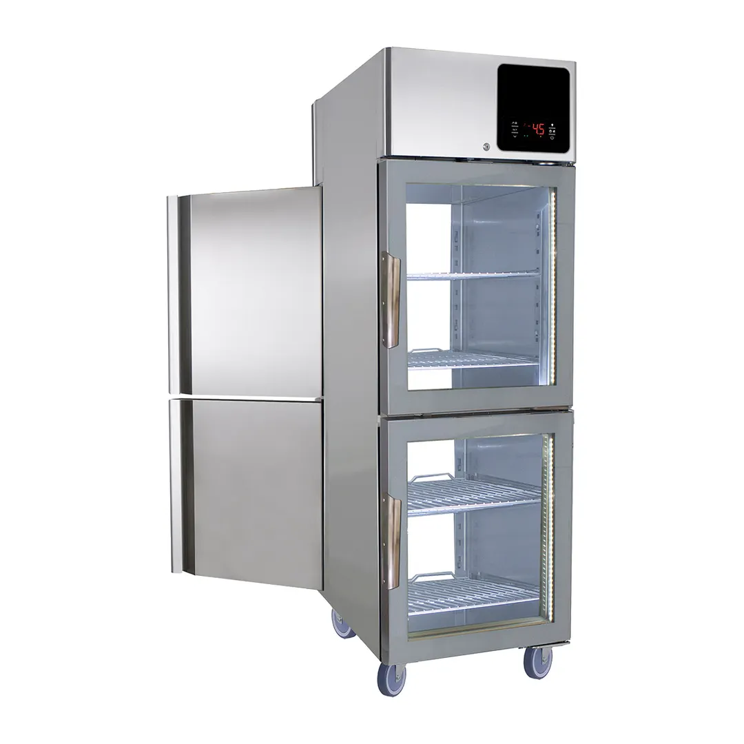 QualServ UCRP225-GS31A 31" 4 Half Door Pass-Thru Refrigerator, 25 cu. ft., Top Mounted