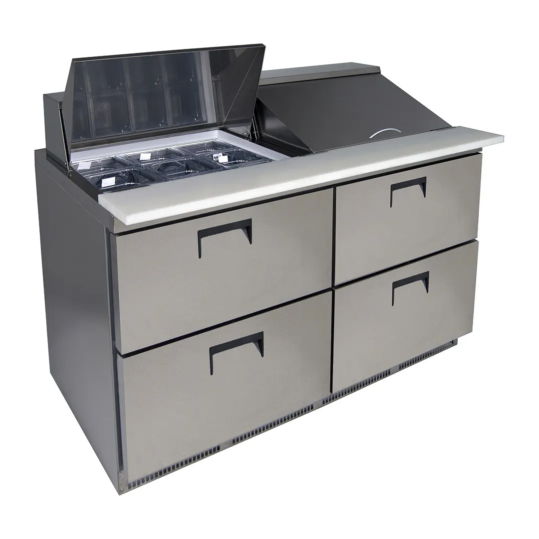 QualServ UCSP148-SS91A 48" 4-Drawer Sandwich and Salad Prep Table, 12 Pans, Stainless Steel