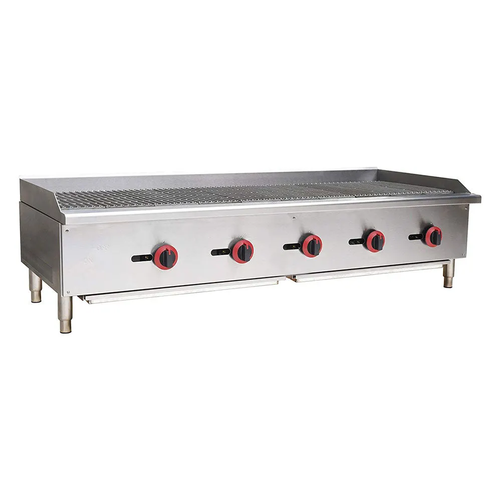 Cookline CCB-60 60" Countertop Gas Charbroiler, (5) 30,000 Btu U-Shape Burner with Manual Control