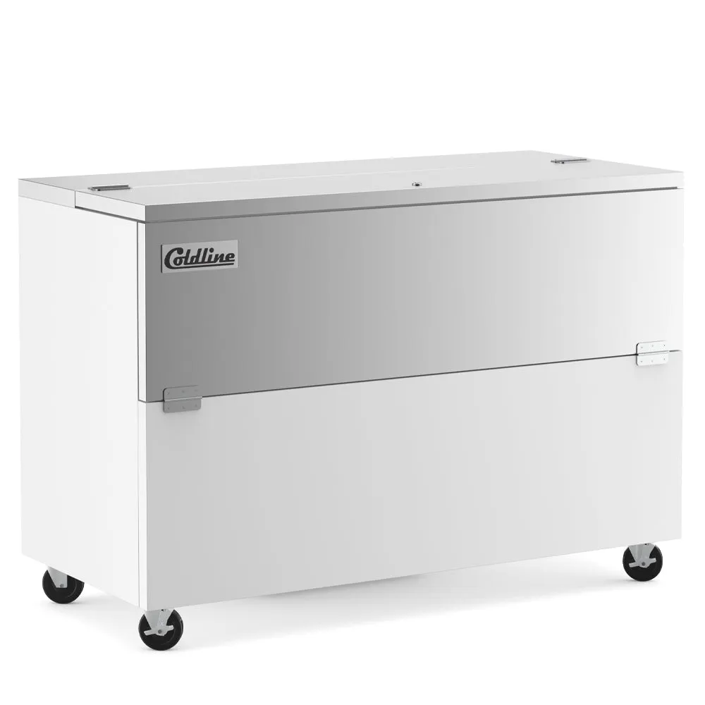 Coldline MC58 Milk Cooler, 58"W x 30.62"D x 41.38"H, 16‑Crate Capacity, White, Casters, 115V 1/3 HP