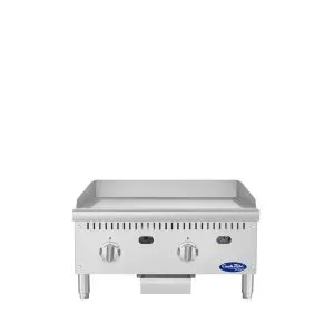 Atosa USA ATG-2424-C 24" Countertop Gas Griddle with 2 Burners & 1" Thick Chrome Plate - 60,000 BTU
